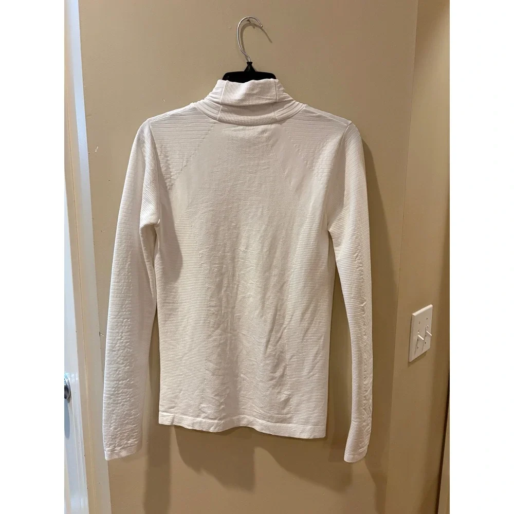 Athleta White Seamless Turtleneck Long‎ Sleeve Thumbhole Top Small Portugal